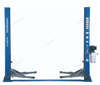 Подъемник 220V 2х стоечный 4т, со снятием стопоров с одной колонны (синий) NORDBERG N4120BM-4B
